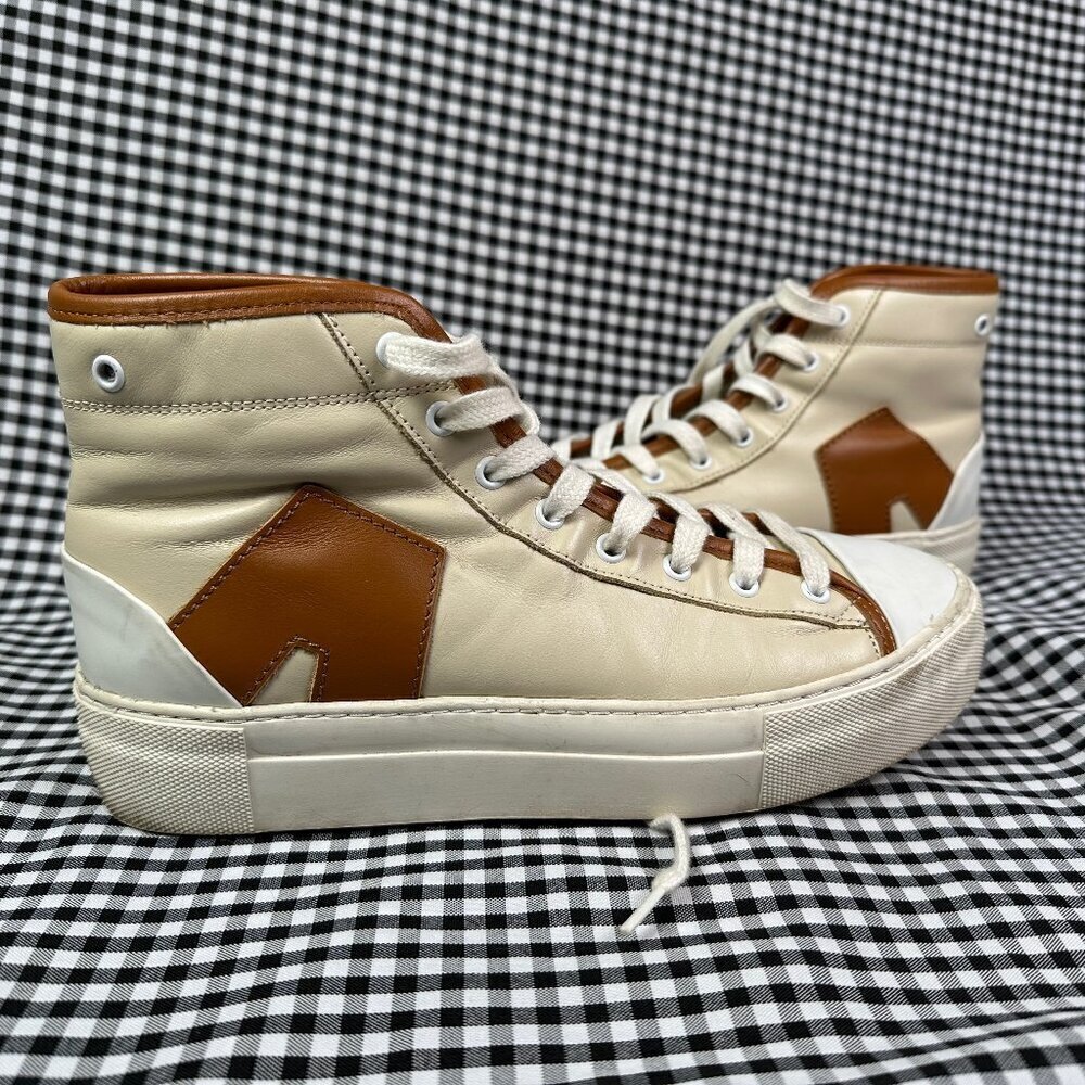 ALOHAS TB.35 Hi-Top Brown & Cream Leather Sneakers Women's US 7 - Picture 2 of 9
